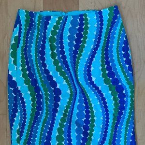 MOD blue and green Talbots women's pencil skirt SIZE 2